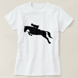 馬の狩りの座席騎手のシルエット跳躍の Tシャツ
