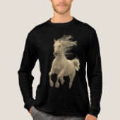 馬の男性tシャツ動物のイラストレーション馬のエンジン トライブレンドTシャツ (正面)