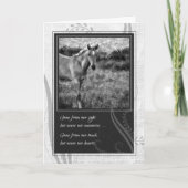 馬の白黒ペット悔やみや弔慰の喪失 カード (正面)