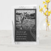 馬の白黒ペット悔やみや弔慰の喪失 カード (黄色い花)