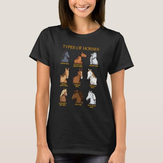馬の種類 馬術 乗馬 馬のタイプ  Tシャツ (正面)