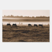 馬の素朴ヴィンテージセピアのテクスチャの分離 ラッピングペーパーシート (正面2)