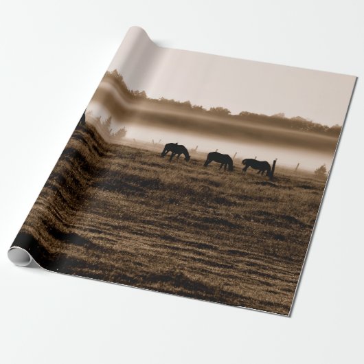 馬の素朴ヴィンテージセピアのテクスチャの分離 ラッピングペーパー (アンロールド)
