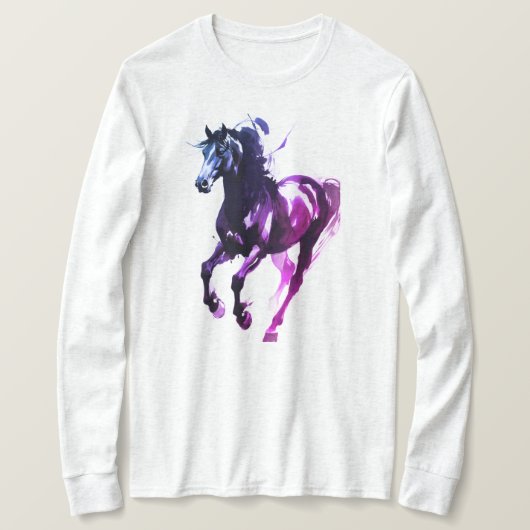 馬の絵の長袖トップス Tシャツ (デザイン正面)