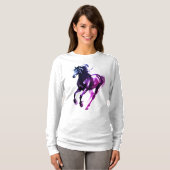 馬の絵の長袖トップス Tシャツ (正面フル)