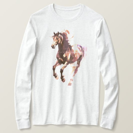 馬の絵の長袖トップス Tシャツ (デザイン正面)