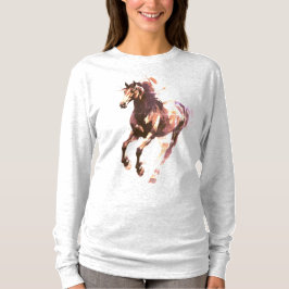 馬の絵の長袖トップス Tシャツ