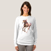 馬の絵の長袖トップス Tシャツ (正面フル)