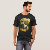 馬の絵画ヴィンテージレトロ乗馬の丘 Tシャツ (正面フル)