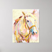 馬の絵画、カウガールの馬術壁のアート キャンバスプリント (正面)