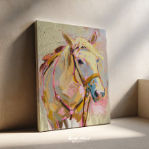 馬の絵画、カウガールの馬術壁のアート