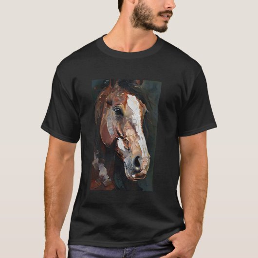 馬の絵 油絵 ペインティング Tシャツ (正面)