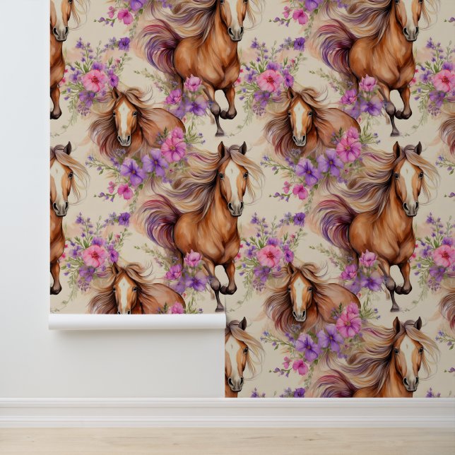 馬の美しいマネピンクパープルフラワーガールズ 壁紙 (アプリケーション)