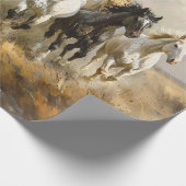 馬の群れギャロピン絵を描グのデコパージュ ラッピングペーパー (角)