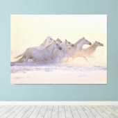 馬の群れランニングのビーチキャンバス印刷 キャンバスプリント (インサイチュ (ウッドフロア))