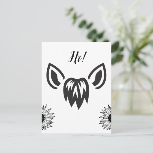 馬の耳とひまわり ミニマルデザイン ポストカード (スタンド正面)