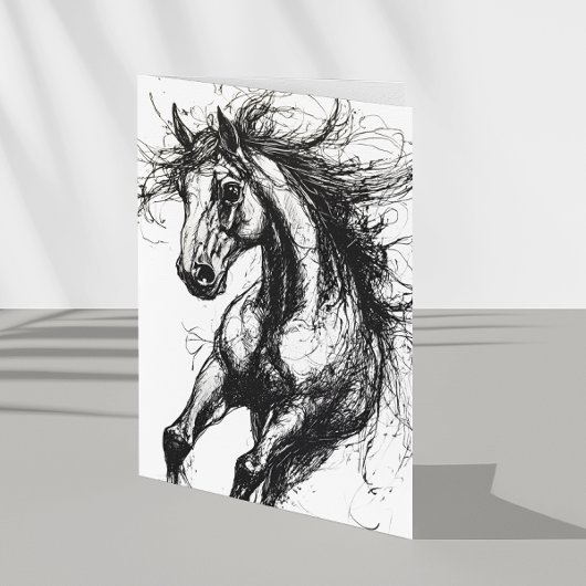 馬の肖像 手描きスケッチ カード