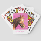 馬の背に乗る動物名ピンクの金ゴールド馬術 トランプ (裏面)