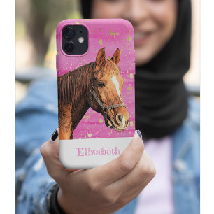 馬の背に乗る動物名ピンクの金ゴールド かわいらし iPhone 11 PROケース