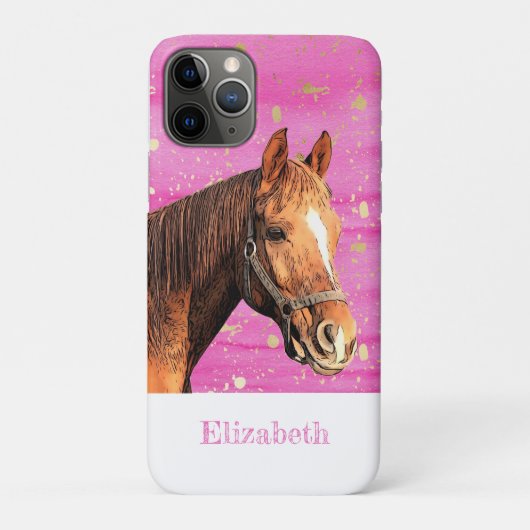馬の背に乗る動物名ピンクの金ゴールド かわいらし Case-Mate iPhoneケース (裏)