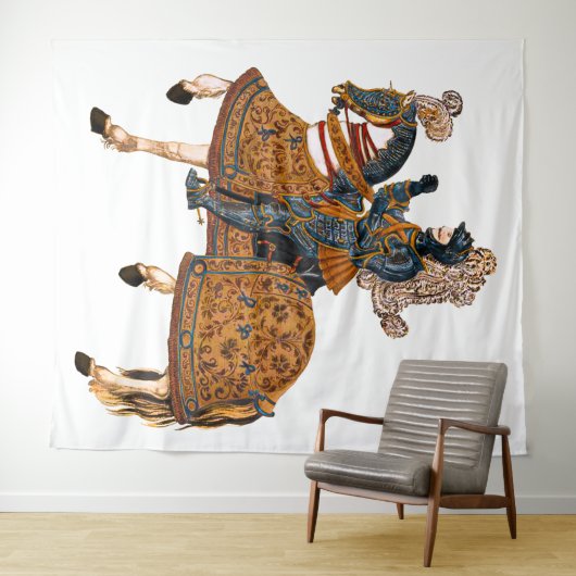 馬の背に鎧を着けた中世の騎士 タペストリー (インサイチュ(横))