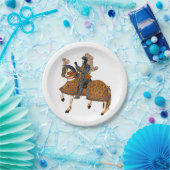 馬の背に鎧を着けた中世の騎士 ペーパープレート (パーティー)