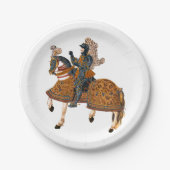 馬の背に鎧を着けた中世の騎士 ペーパープレート (正面)