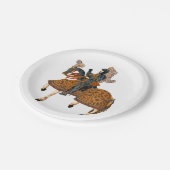 馬の背に鎧を着けた中世の騎士 ペーパープレート (アングル)