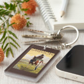 馬の背のヴィンテージ旅行ポスターのカウボーイ キーホルダー (正面右)