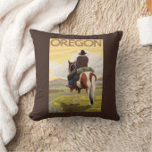 馬の背のヴィンテージ旅行ポスターのカウボーイ クッション (ブランケット)