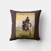 馬の背のヴィンテージ旅行ポスターのカウボーイ クッション (裏面)