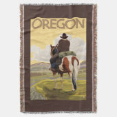 馬の背のヴィンテージ旅行ポスターのカウボーイ スローブランケット (正面縦)