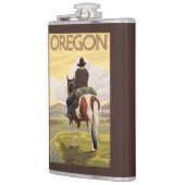 馬の背のヴィンテージ旅行ポスターのカウボーイ フラスク (左)