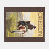 馬の背のヴィンテージ旅行ポスターのカウボーイ フリースブランケット (正面(横))