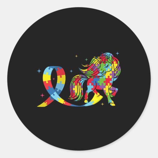 馬の自閉症意識の馬パズルカインドネスオーティス ラウンドシール (正面)