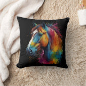 馬の色彩の鮮やかデザインは難しい クッション (ブランケット)