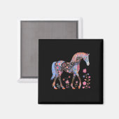 馬の花の乗馬の馬馬ギ マグネット (正面/裏面)