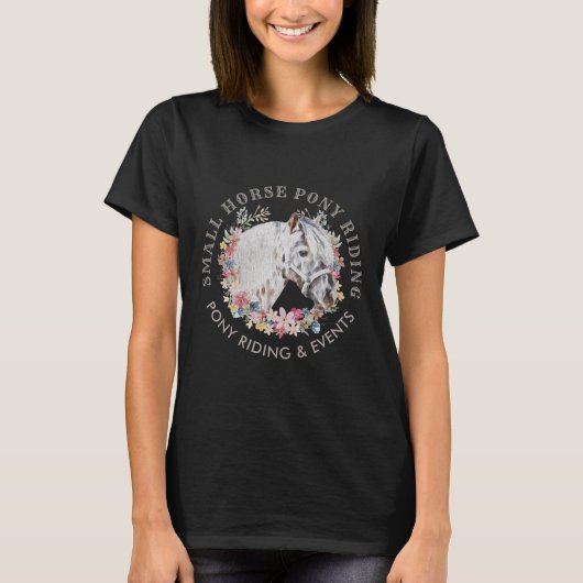 馬の花柄動物牧場 Tシャツ (正面)
