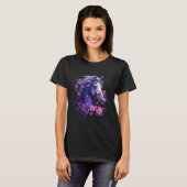 馬の花 女性 少女 乗馬 馬好き Tシャツ (正面フル)