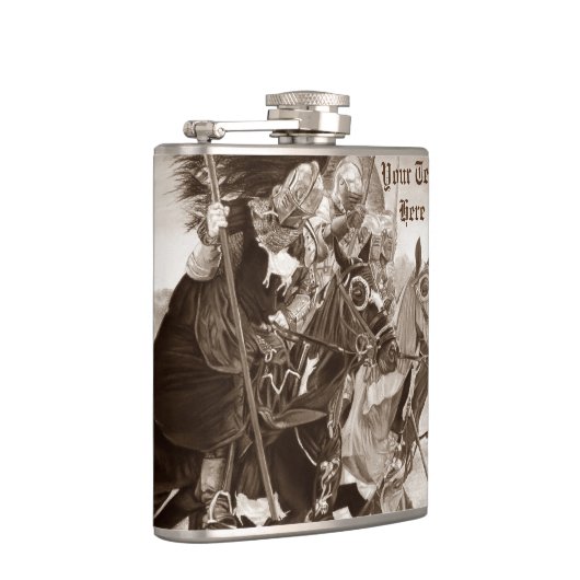 馬の芸術で馬上槍試合をしている中世騎士 フラスク (右)