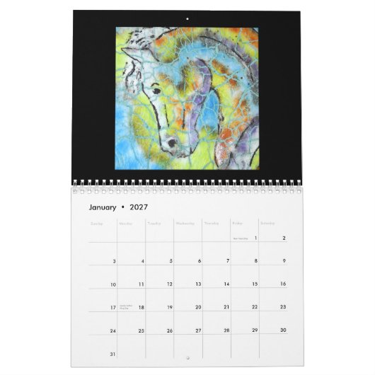 馬の芸術のカレンダー カレンダー (1月 2027)