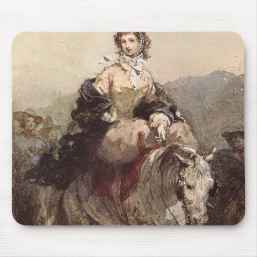 馬の若い女性 マウスパッド (正面)