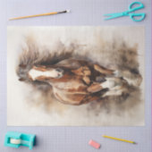 馬の茶色のギャロッピング 薄葉紙 (クラフト)