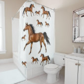 馬の茶色の白いショーカーテン シャワーカーテン (インサイチュ)