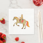 馬の茶色の贈り物に乗っおもしろいた猫クールアイディア スタンダードランチョンナプキン (インサイチュ)