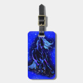 馬の荷物タグランニングのブルームーンライトナイト ラゲッジタグ (正面縦)