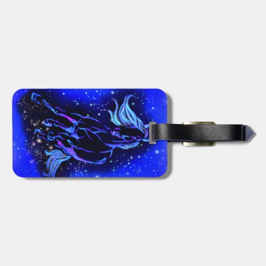 馬の荷物タグランニングのブルームーンライトナイト ラゲッジタグ (裏面横)