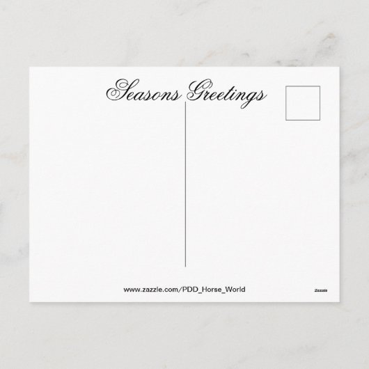 馬の荷車を引くクリスマス シーズンポストカード (裏面)