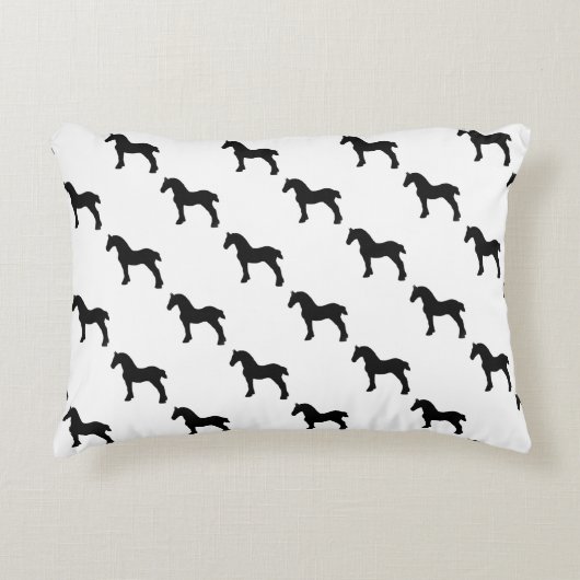 馬の荷車を引くシルエット アクセントクッション (正面)