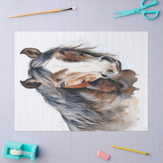 馬の荷車を引く切り離 薄葉紙 (クラフト)